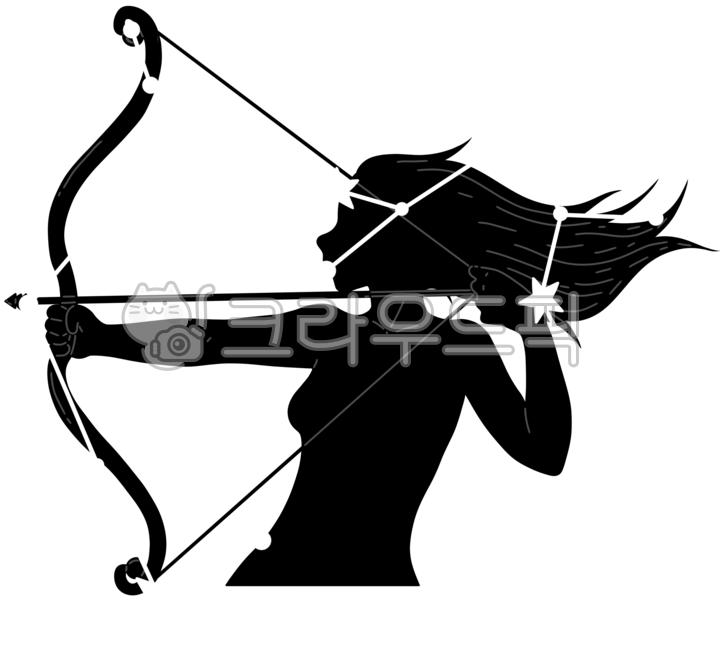 사수자리,사수자리그림,사수자리일러스트,별자리,별자리모양,별,실루엣,그림자,여신,여성,궁수,사수,활