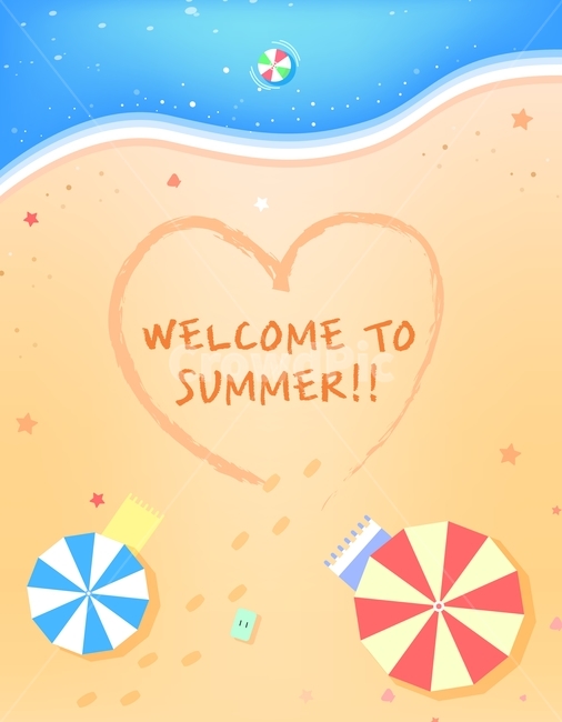 여름,바다,태양,파라솔,서핑보드,하트,모래놀이,풍경,여행,휴가,바캉스,힐링,일러스트,조개,불가사리,해수욕장,여름,계절,summer,season,해변,바다,beach,sea,그래픽,일러스트레이션,graphic,illustration