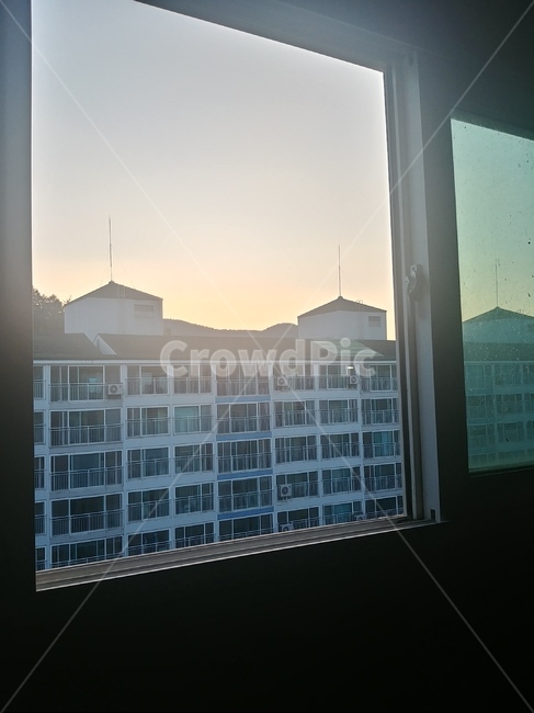 아파트,노을,배경,창문,바람