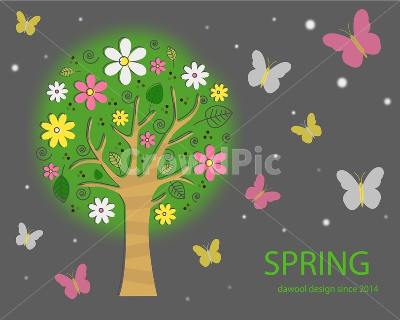 나무,꽃,잎,나비,봄,스케치,일러스트,봄,계절,spring,season,그래픽,일러스트레이션,graphic,illustration,art,미술,pattern,무늬,floral design,플로랄 디자인