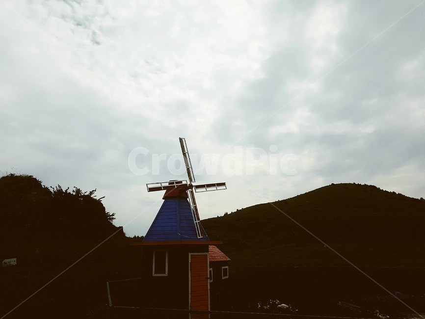 풍차,제주도,산,구름,windmill