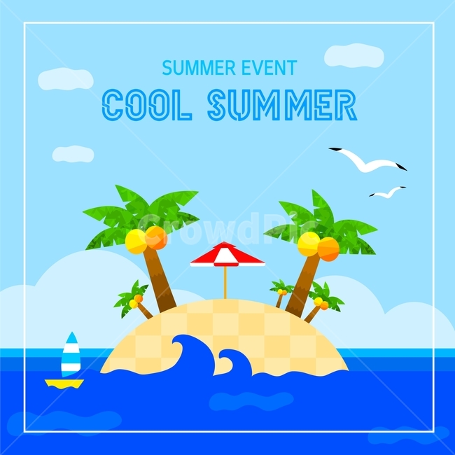 무인도,야자수,바다,보트,여름,이벤트,팝업,플랫디자인,일러스트,여름,계절,summer,season,그래픽,일러스트레이션,graphic,illustration