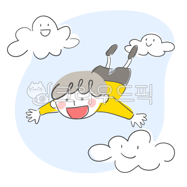 캐릭터,어린이,만화,일러스트,날다,구름,즐거움,신남,꿈,천국,공상,유치원,어린이날,비상,비행,하늘,어린이캐릭터,어린이일러스트