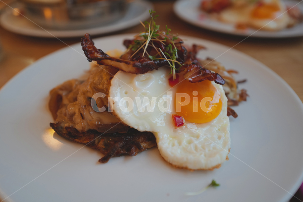 dish,food,meal,식사,요리,음식,레스토랑,restaurant,계란후라이,베이컨,접시