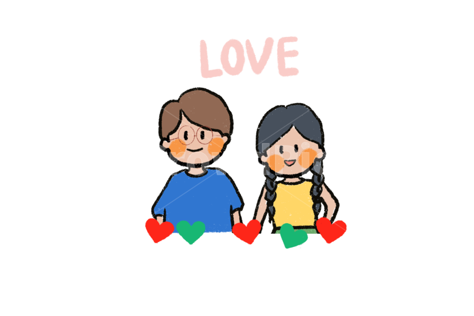 일러스트,커플,couple,love,사랑,손그림,누끼,remove background