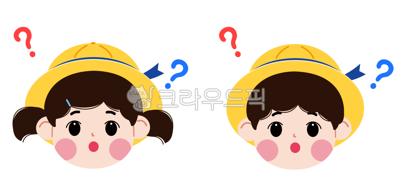 유치원생,어린이,어린이일러스트,어린이캐릭터,어린이집,유치원,입학,새학기,입학식,남자아이,여자아이,학생,키즈,유아,어린이날,아이디어,어린이얼굴,얼굴표정,노란모자,여아,남아,사람,아이들,귀여움,감정표현,인물,얼굴,표정,호기심,궁금증,물음표,궁금,방법,의문,퀴즈,문제,교육,질문,고민,생각