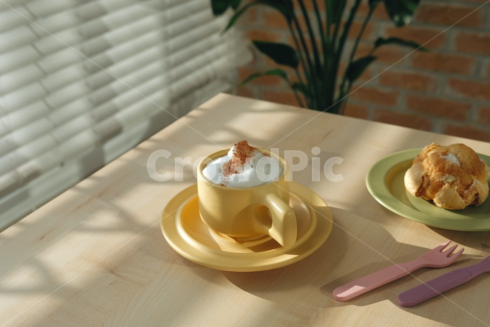 홈카페,커피,카푸치노,디저트,테이블,커피잔,플레이트,슈,cafe,homecafe,coffee,cup,plate,화분,식물,plant,coffeecup,커피컵,받침접시,pottery,도기류,컵,커피,카페,coffee,cafe