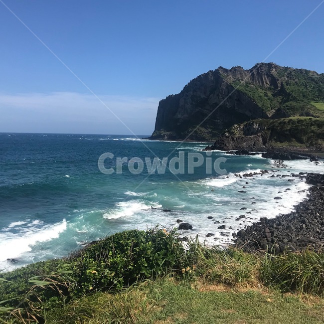 바다,에메랄드빛,파도,제주도,성산일출봉,자연,풍경,nature,landscape,promontory,곶,outdoors,옥외,land,땅,water,물,sea,ocean,대양