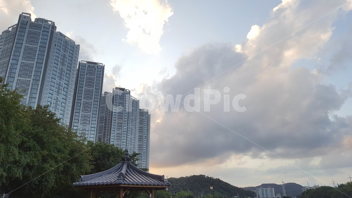 정자,구름,하늘,하천,쉼터,도시,풍경,city,landscape