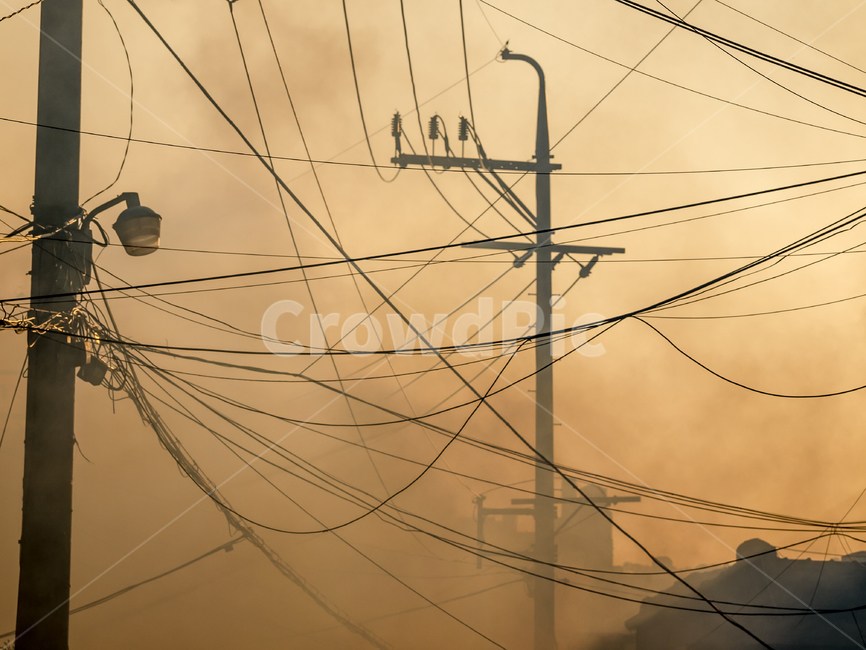 거리,새벽,연기,전봇대,street,dawn,smoke,electricpole,산업,industry,industrial,에너지산업,energy industry,utility pole,전신주