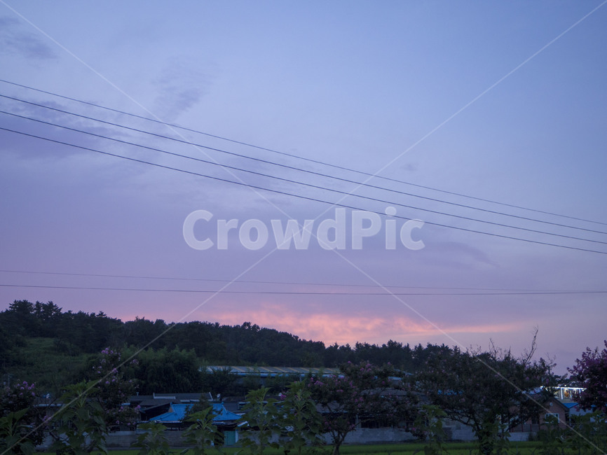 창녕,하늘,sky,해질녘,분홍색하늘,핑크색하늘,보랏빛하늘,자연,풍경,nature,landscape,power lines,전력선,cable,케이블,electric transmission tower,송전탑