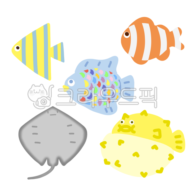 물고기,바다,여름,여름일러스트,바다일러스트,세모물고기,흰동가리,무지개물고기,가오리,복어,바닷가,물고기일러스트