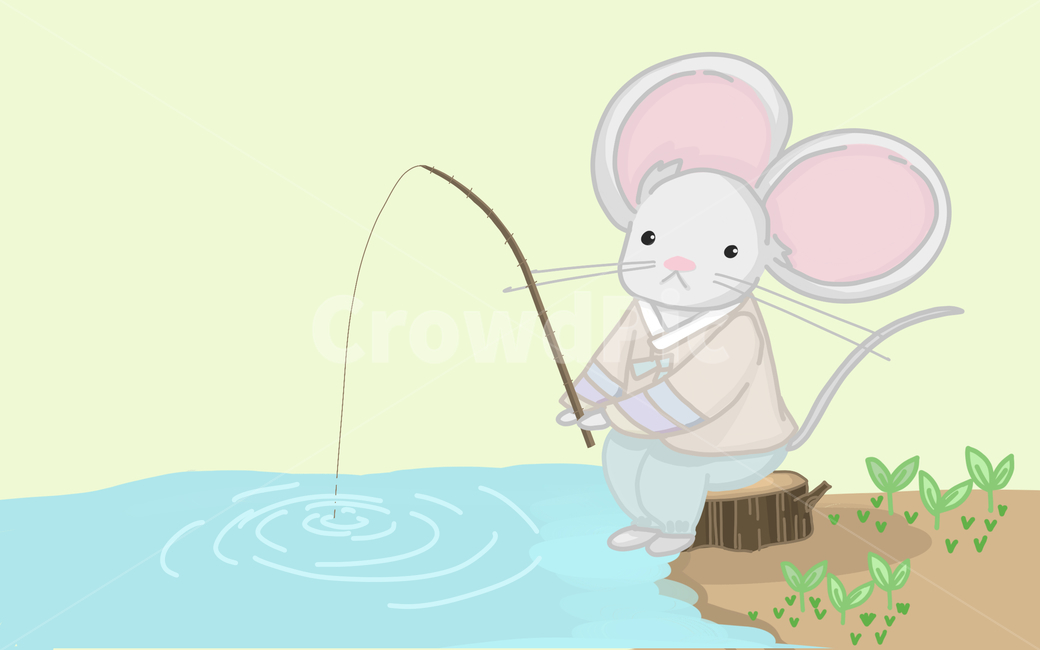 쥐,새해,근하신년,경자년,2020,귀여운,일러스트,그래픽,물,water,fishing,명절,한복,파스텔톤,그래픽,일러스트레이션,graphic,illustration