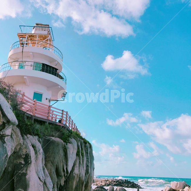 전망대,등대,바다,화려한,푸른하늘,탑,해변,바다,beach,sea,등대,lighthouse