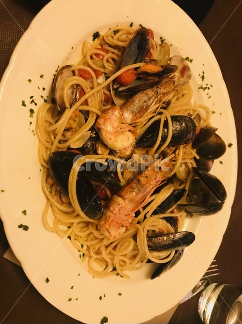 음식,새우,파스타,맛있는,홍합
