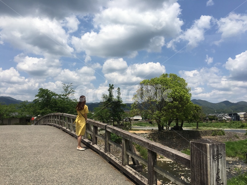 일본,일본여행,다리,도게츠교,뭉게구름,하늘,색감,여유,감성