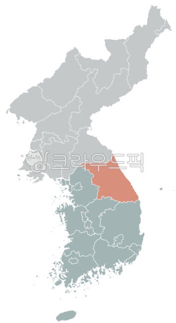 Gangwondo,korea,south korea map,Korean Peninsula,Classification by region,Distribution by region in Korea,Classification by city and province,Map by cityprovince,map of korea