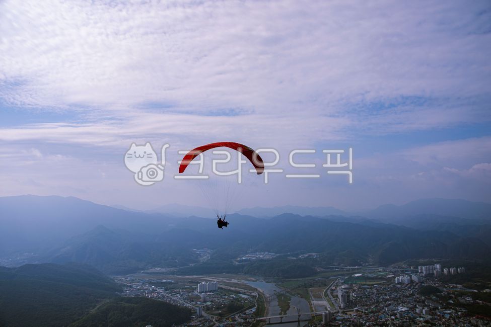 sky,gliding,flight,mountain,view,paragliding,Bongrae Mountain,Yeongwol