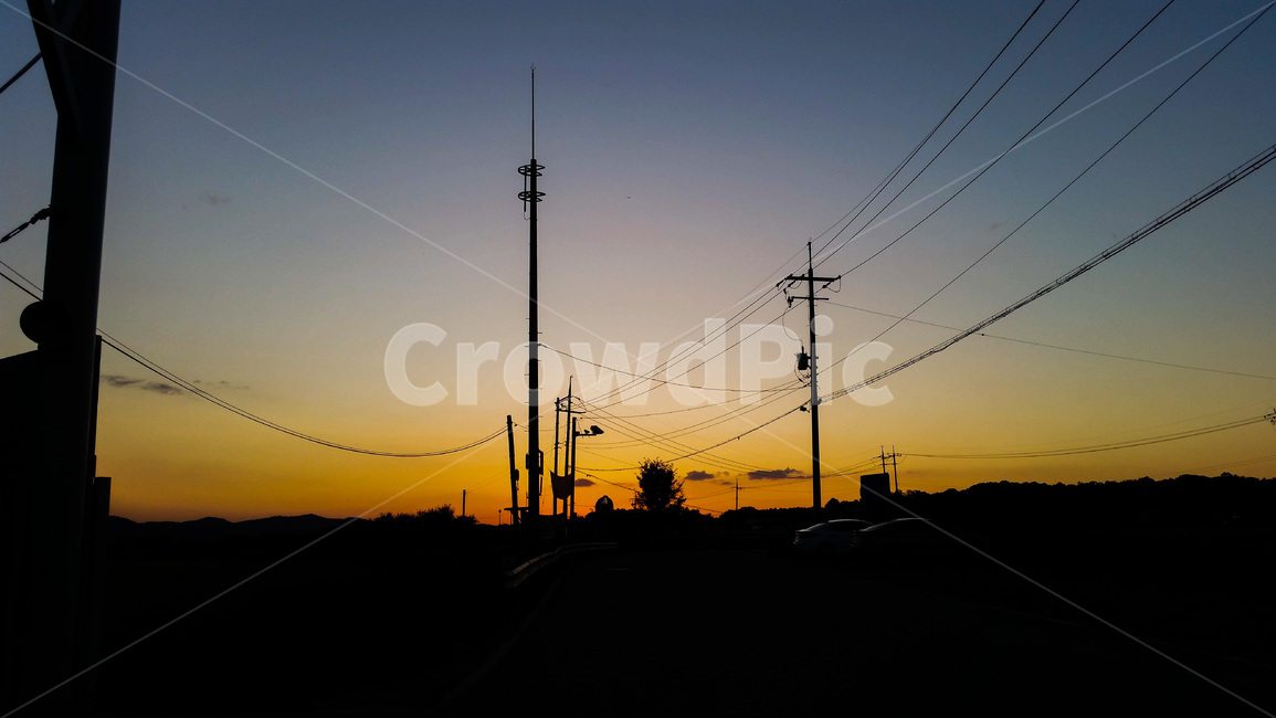 노을,전신주,sunset,powerline,power,line,다채로운,색감