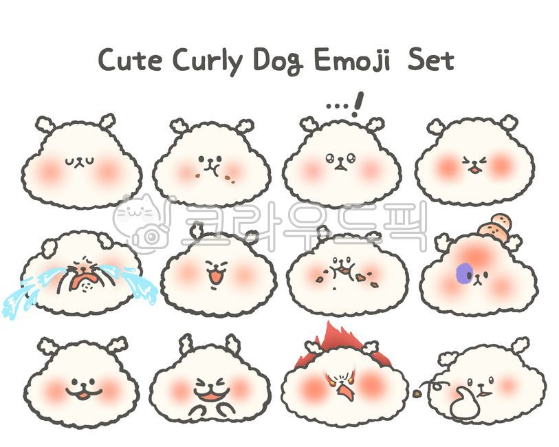 Puppy,face,head,emoticon,expression,icon,avatar,sticker,cute,curly,beige,cream,bichon,poodle,kawaii,set,smiling,angry,sad,happy,pet,lovely,animal,character,cheerful,collection,communication,daily life,design,emoji,fluffy,fun