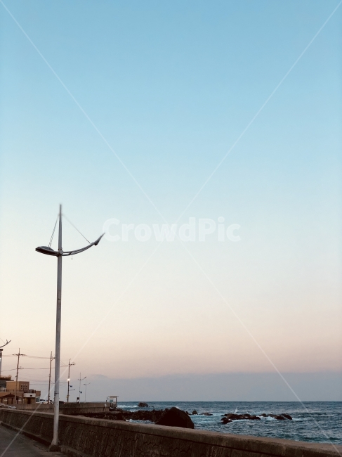 강원도,동해,노을,해변,가로등,자연,풍경,nature,landscape