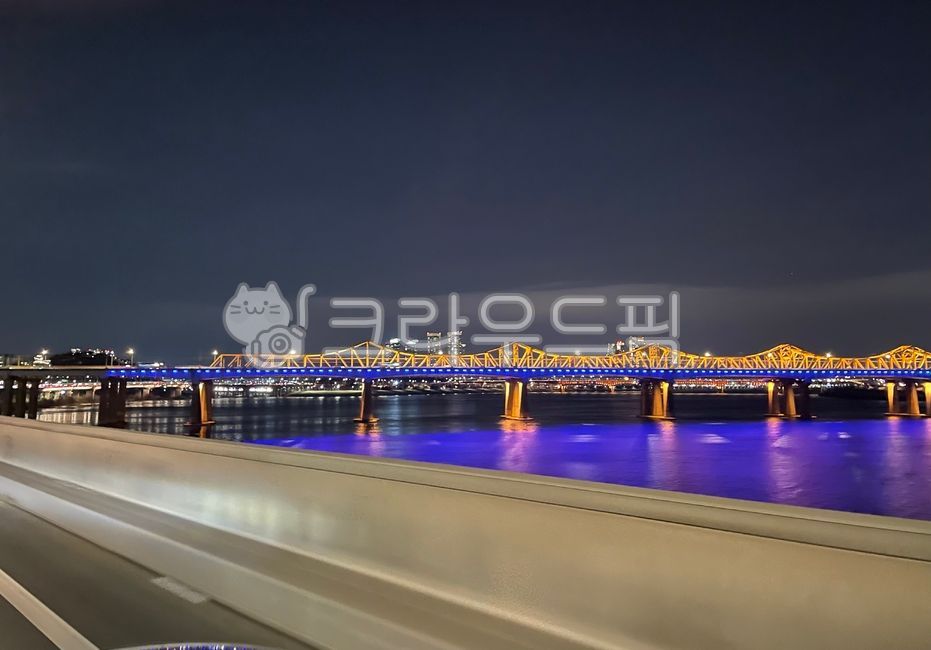 night view,road,on the road,night Han River,night view of the bridge,bridge,Han River night view,Han River