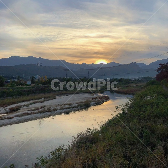 시골,강,노을,해질녘,감성,자연,풍경,nature,landscape,ditch,도랑,outdoors,옥외