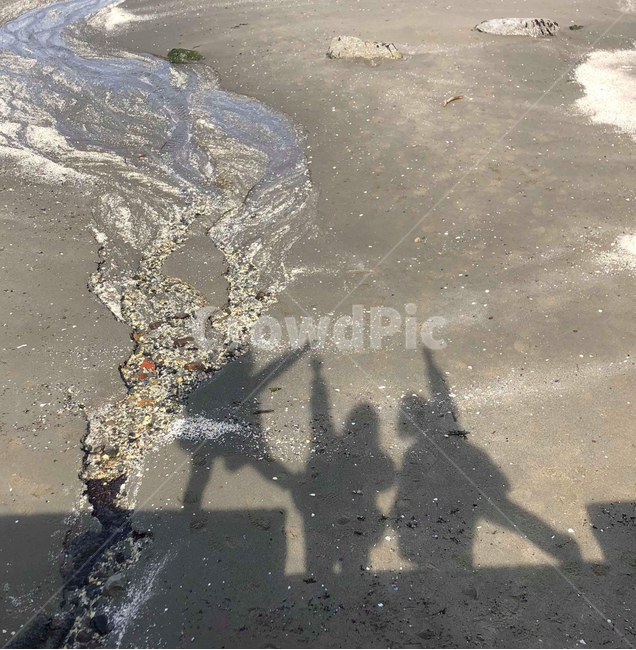 모래,그림자,물줄기,사람그림자,vancouver,밴쿠버,물,자갈