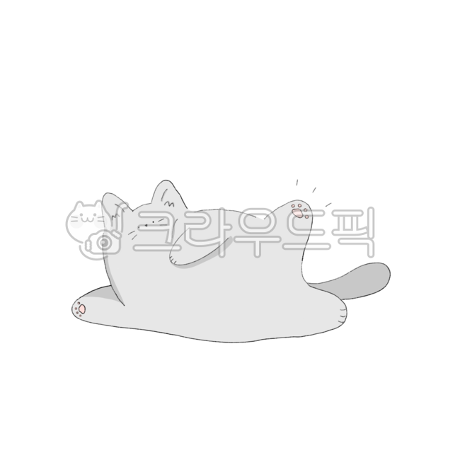 고양이,누워있는고양이,회색고양이,고양이젤리,고양이발,귀쫑긋고양이,고양이일러스트,고양이캐릭터