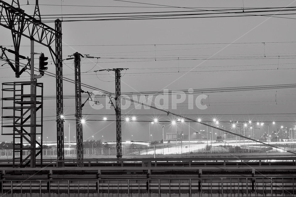 한강철교,기찻길,야경,흑백사진,철길,흑백,모노톤,monochrome,black and white,교통,교통수단,traffic,transportation