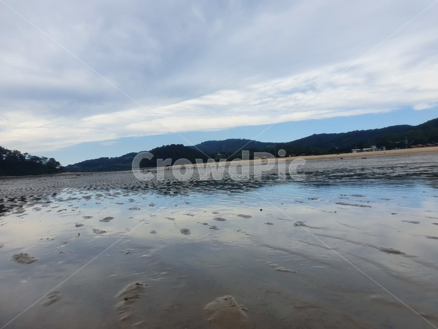 water,갯벌,물,자연,옥외,해안선,인천,자월도,바다,sea,흙,모래,구름,하늘