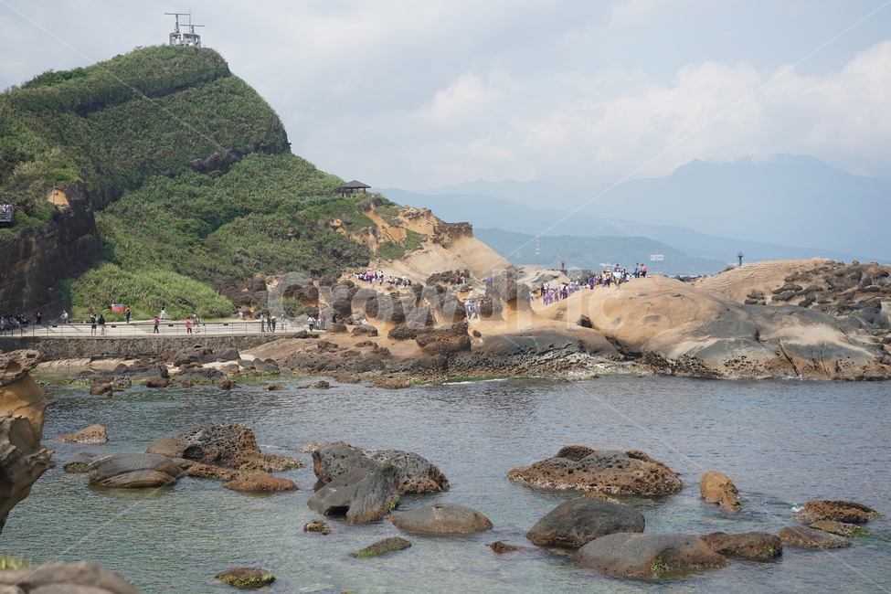 대만,예류,지질공원,예스진지,해변,바다,돌,산