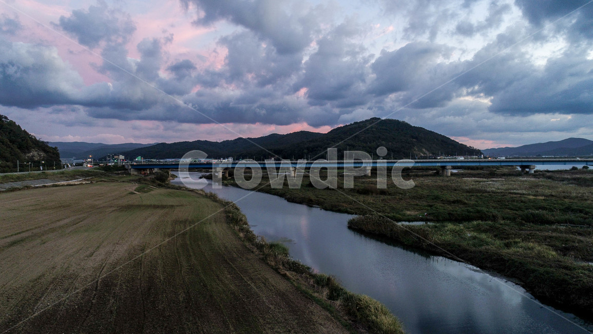 도랑,물,자연,강변,추수,노을,다리,자연,풍경,nature,landscape