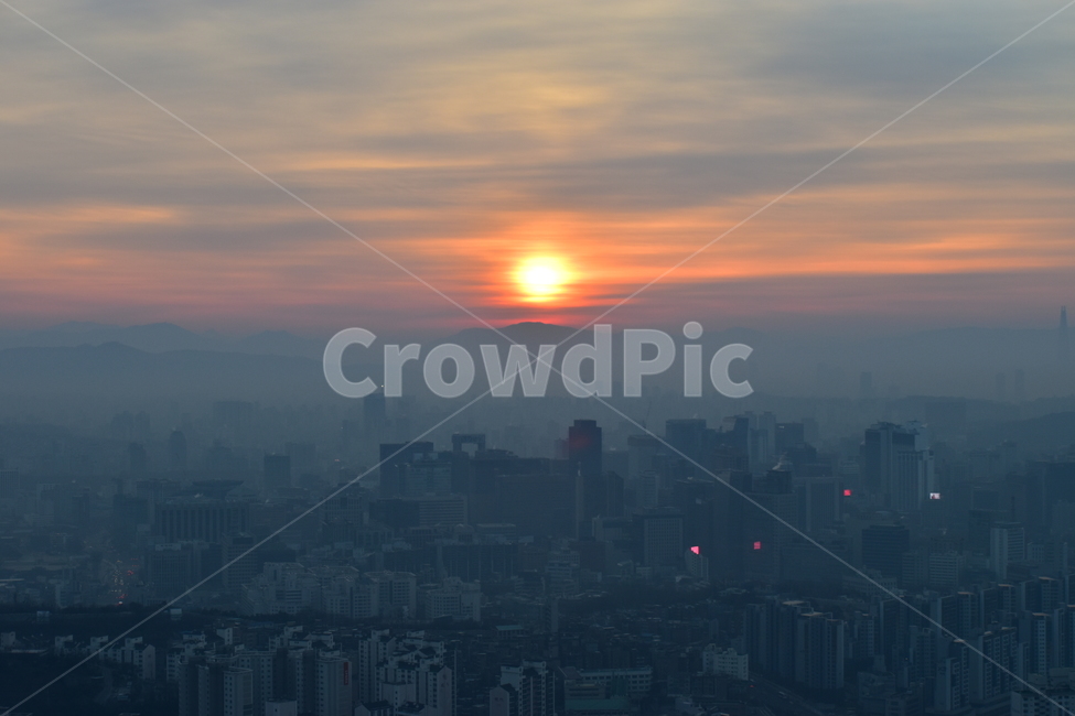 안산,일출,해맞이,해돋이,서울,아침,도시,도심지,풍경,미세먼지,겨울,도시,풍경,city,landscape