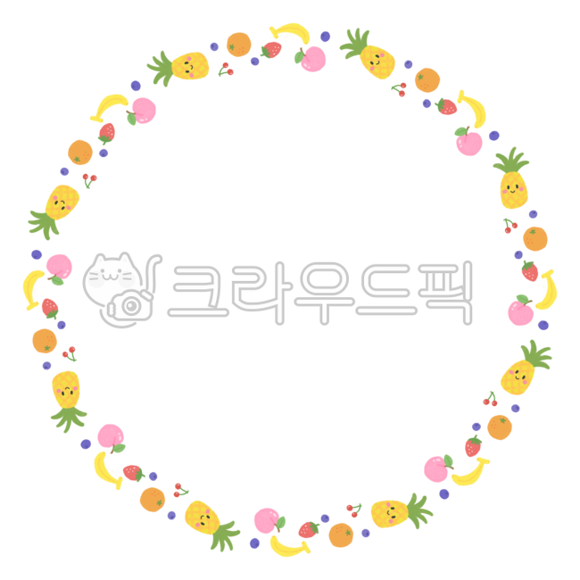 Circle wreath,circle sticker,picture frame,circle frame,daku,memo,sticker,border,frame,circle,wreath,circle,colored pencil,baby,leaf,cute,pineapple,peach,banana,strawberry,cherry,fruit