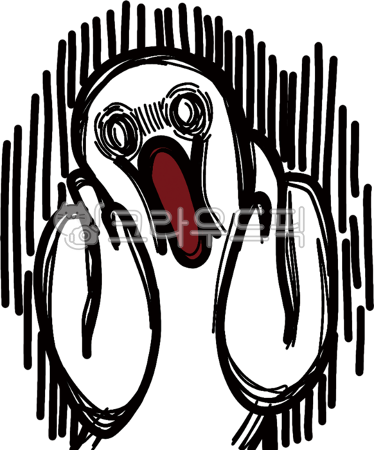 감정,공포,놀람,충격,개그,캐릭터,절규,유머,이모티콘,웃김,혼란,간단,단순,흰색,동그란,동글