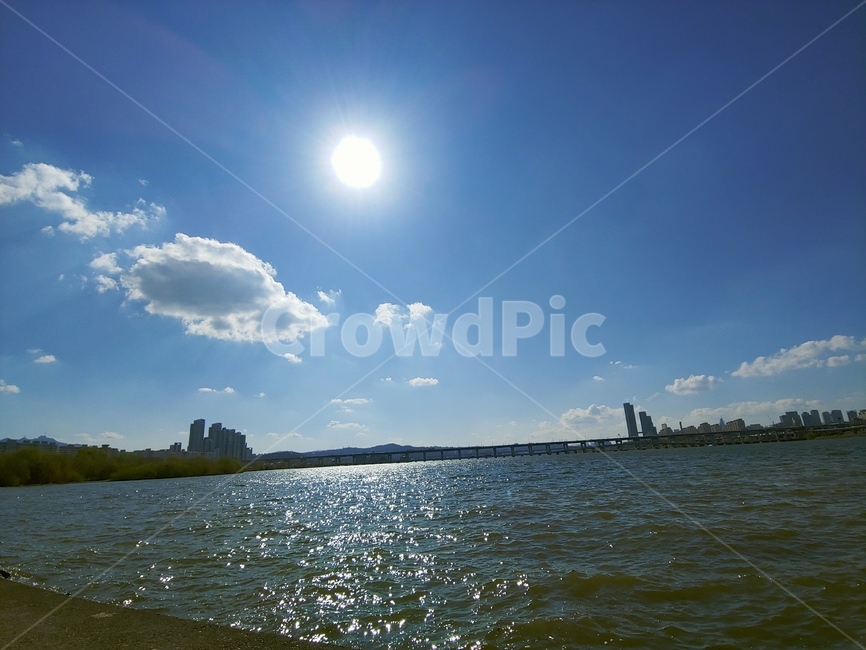 풍경,하늘,한강,역광,태양,맑음,파란,자연,풍경,nature,landscape,outdoors,옥외