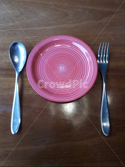 숟가락,포크,접시,책상,분홍색,나무