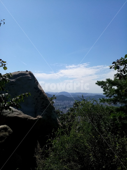 산,정상,나무,구름,바위