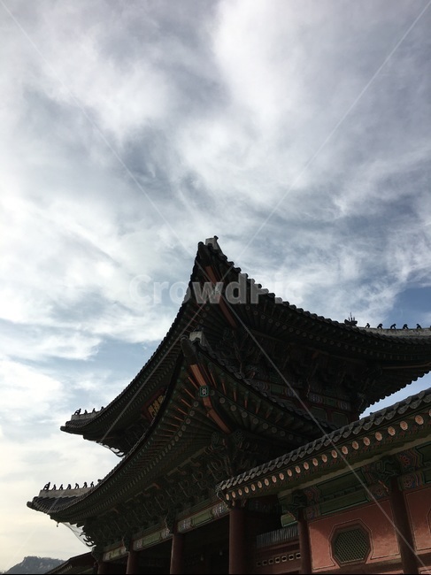 기와,구름,지붕,전통,하늘