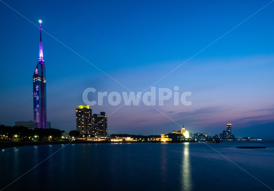야경,일본,후쿠오카,타워,일몰,바다,야경,밤,풍경,nightscape,night,landscape,해외,외국,세계,foreign,oversea,world,건축물,건물외관,exterior,building,structure,architecture,construction,tower,탑,건물