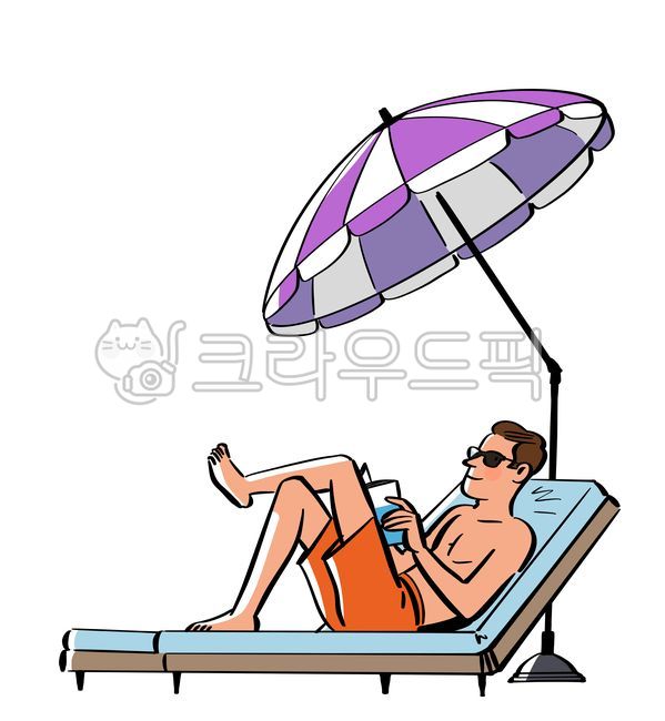 여름,해변,파라솔,비치,썬배드,사람,캐릭터,썬글라스,선글라스,수영복,수영,바다,바닷가,해수욕장,일러스트,일러스트레이션,illustration