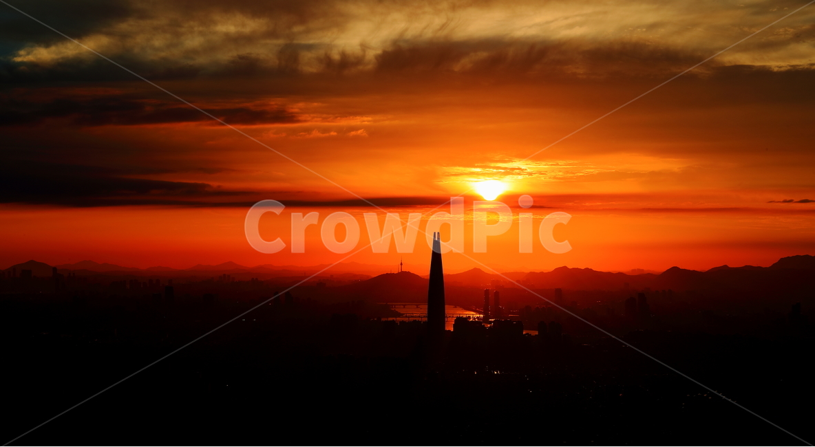 일몰,롯데월드,남산타워,하늘,남한산성,실루엣,그림자,silhouette,shadow,건축물,건물외관,exterior,building,structure,architecture,construction