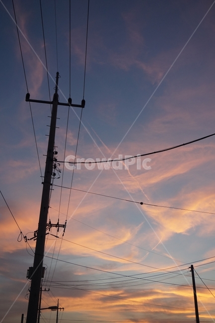 하늘,풍경,노을,전봇대,구름,핑크,일몰,산업,industry,industrial,에너지산업,energy industry,utility pole,전신주