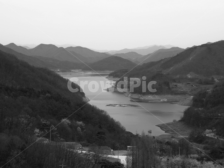 종댕이길,흑백사진,충주호,마즈막재,충주댐