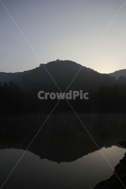 일출,자연,풍경,세량지,호수,안개