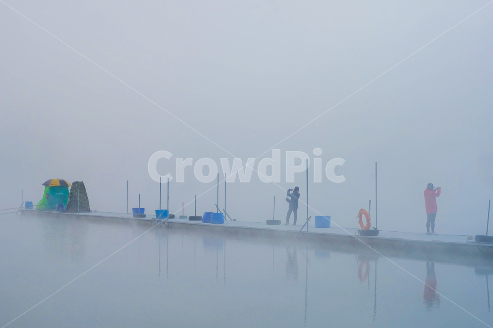 낚시터,사람,반영,여자,인간,물,안개,사람들,대중,군중,other people,crowd