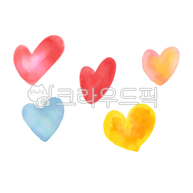 하트,하트모음,수채화,드로잉,그라데이션,사랑,마음