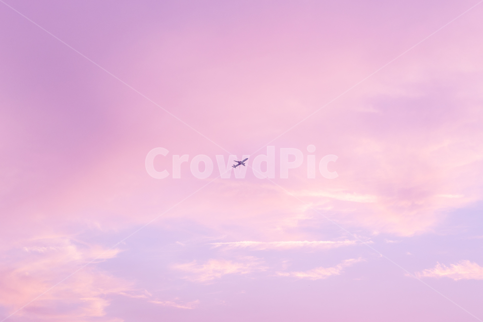 비행기,하늘,구름,핑크,감성,그라데이션,색감,컬러,flying,palne,aircraft,airplane,sky,cloud,pink,color,교통,교통수단,traffic,transportation