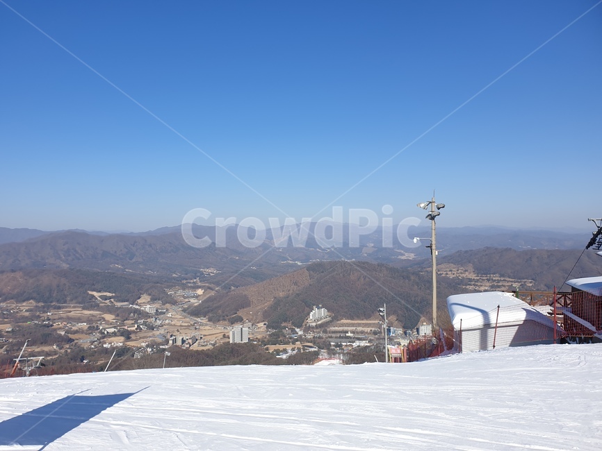 스키장,눈,풍경,정상,하늘